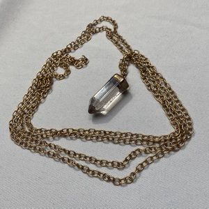 Crystal necklace on long gold chain